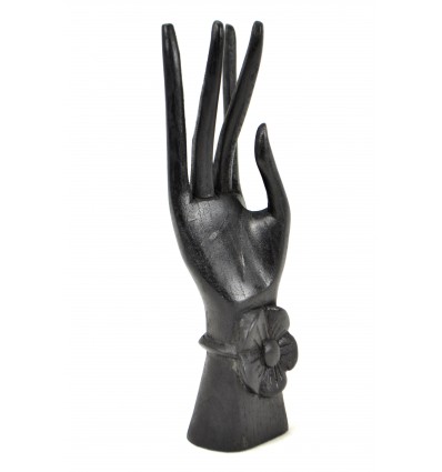 Buddha Hand / Black Wooden Ring Holder H20cm