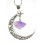 Collar Lithotherapie with pendant Moon and Amethyst natural raw. 