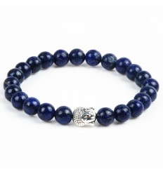 Bracelet en Lapis Lazuli naturel + perle Bouddha. Livraison gratuite.