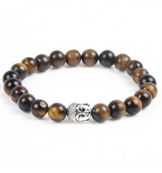Natural Tiger Eye Bracelet + Buddha pearl. Free delivery.
