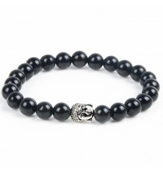 Bracelet en Onyx naturel + perle Bouddha. Livraison gratuite. 