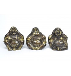 Statuettes "3 Buddhas of wisdom", in solid bronze.