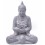 Statue Bouddha en pierre grise, décoration asiatique.