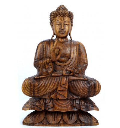Sculpture Buddha sitting on lotus. Decoration handicraft indonesian.