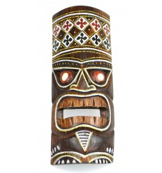 Maschera Tiki h30cm legno modello colorato. Deco Hawaii. 