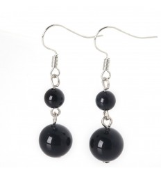 Pair of earrings 2 balls in Onyx