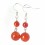 Pair of earrings 2 balls of Red Agate