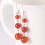 Earrings hanging 3 balls of Red Agate - free Shipping !!!