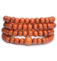 Bracelet Tibétain, Mala en perles de bois orange.