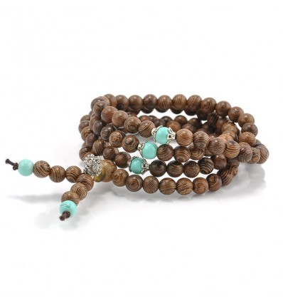 Bracelet Tibetan Mala beads-wood and + knot without end. The delivery is free !