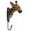 Trofeo da parete patère testa di giraffa in legno, decorazione camera animali.