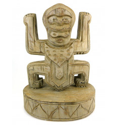Totem statua trofeo koh lanta in legno, decorazione in stile precolombiano.