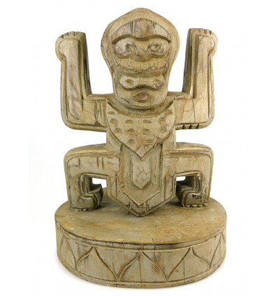 Totem statue trophée koh lanta en bois, déco style précolombien.