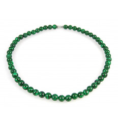Necklace flush neck malachite, lucky charm healing pearls 8mm.