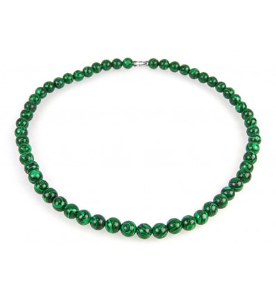 Malachite choker necklace, lucky charm healing beads 8mm.