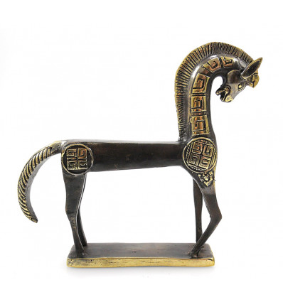 Statua cavallo greco in bronzo artigianale, in stile etrusco. Acquistare a buon mercato.