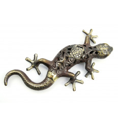 Statuetta salamandra geco margouillat in bronzo. Artigianato da Bali.