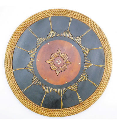 Set of table, bali round wood exotic ethnic chic. Below flat. 
