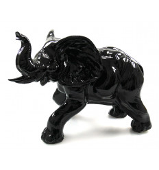 Large modern elephant statue design, glossy black, cheap purchase.