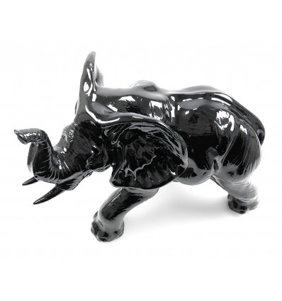 Grande design moderno della statua dell'elefante, nero lucido, acquisto  economico.