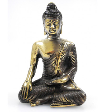 Bronze Zen Buddha statuette Bhumisparsa Mudra. Import Asia décor.