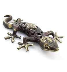 Salamander / Geco bronzo 23cm. Statua animale arredamento vintage.