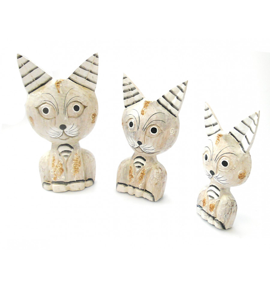 Collections Bibelot Chat 3 Statuettes Chats Mignons En Bois Triadecont Com Br