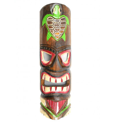 Maschera tiki in legno colorata economica. Deco Tiki Hawaii Tartaruga Tahiti.