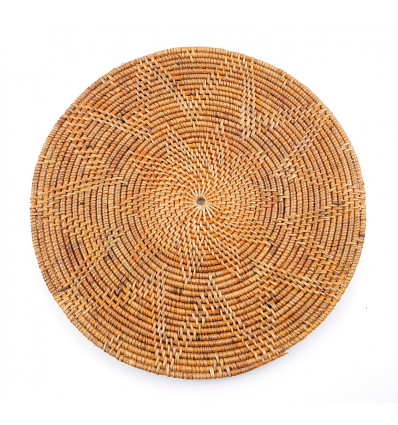 Set of round table Bali cane. Table decoration ethnic chic. 