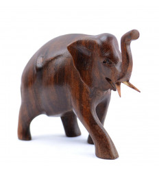 Statuette éléphant h10cm en bois massif sculpté main