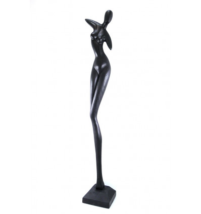 Statua donna nuda stilizzata in legno. Statua moderna astratta, acquisto.