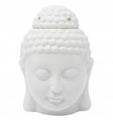 Brule parfum tete de Bouddha Zen en ceramique artisanale blanche