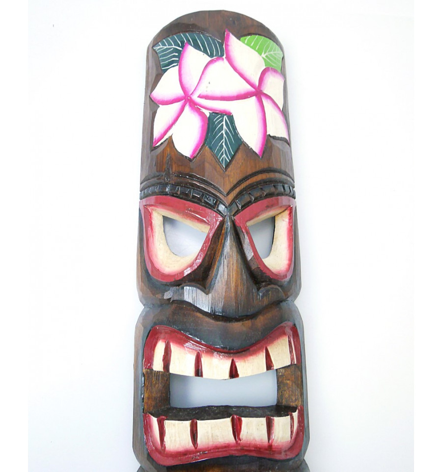 Large tiki mask 50cm cheap wood. Deco wall Tahiti Polynesia Maori.