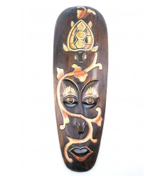 African mask wood 50cm. Deco wall pattern turtle.