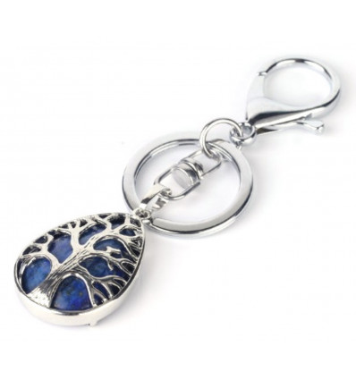 Porte-clefs / bijou de sac Lapis Lazuli - Arbre de vie