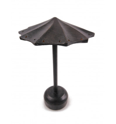 Parasol shaped earrings display in solid wood with "vintage black" finish