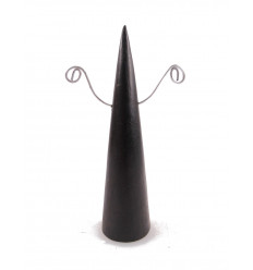 Display orecchini a forma di cono in legno massello tinto nero