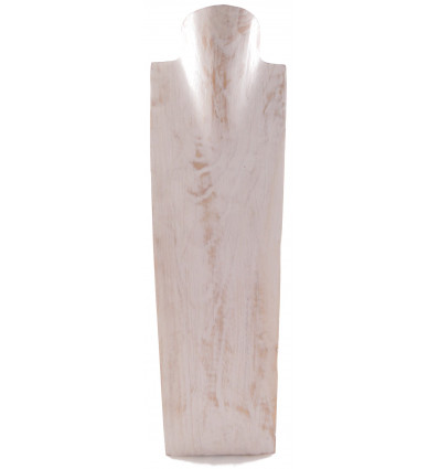 Présentoir spécial colliers longs H50cm buste en bois finition "blanc cérusé"