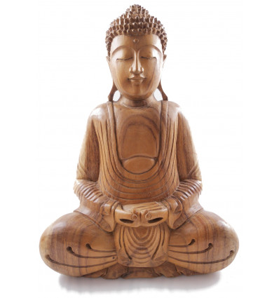 Scultura di Buddha in legno, asiatico, arredamento artigianale, statua. 