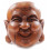 Masque Bouddha chinois rieur, bois massif sculpté main décoration asie