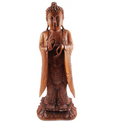 Large Buddha sculpture, rare wood, Zen decor.