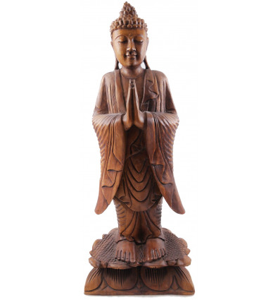 Large statue of the standing Buddha h60cm solid wood carved hand