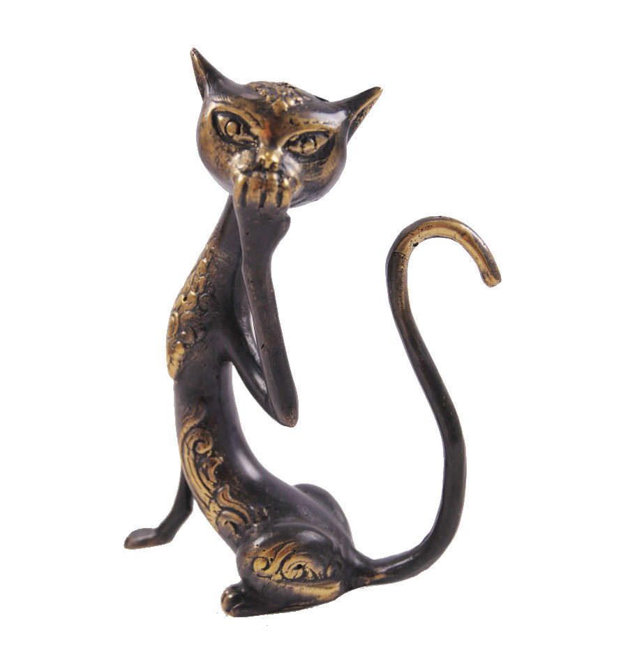 Statuette Chat En Bronze 13cm Ebay