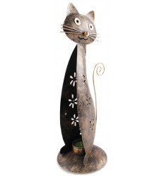 Photophore chat en fer forgé 28cm pour une décoration industrielle