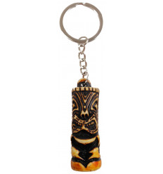 Porte-clé Tiki/Bijou de sac style polynésien, couleur caramel.