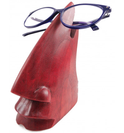Support présentoir à lunettes en bois, porte-lunettes original. Rouge.