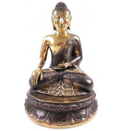 Statua in bronzo del Buddha Bhumisparsa Mûdra. Artigianato della decorazione Asia.