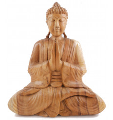 Ampio soggiorno statua di Buddha in legno di pianura intagliato a mano solida h40cm