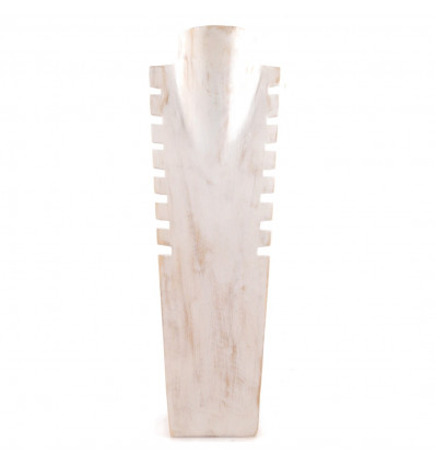 Bust display necklaces, serrated solid wood white brushed H50cm
