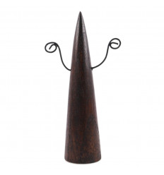 Display orecchini a forma di cono in legno massello tinto marrone